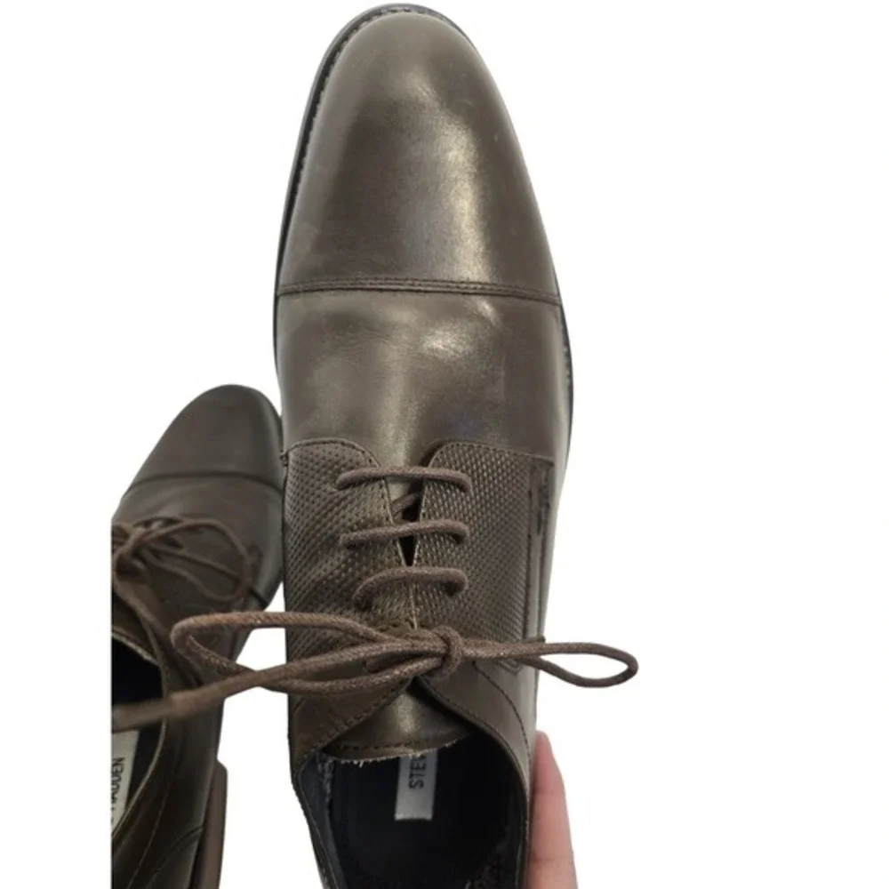 Steve Madden Derium Mens Size 13 M‎ Brown Leather Lace Up Shoes Wood Sole Oxford